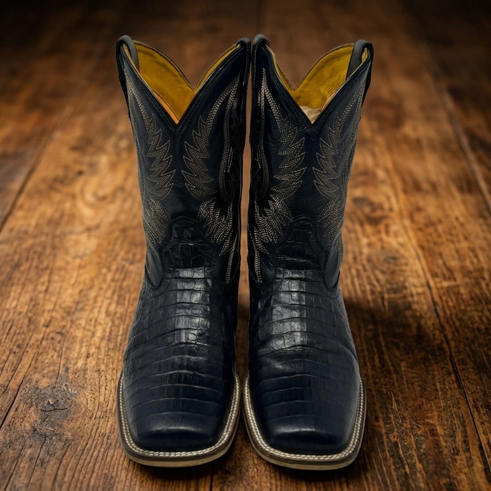 Cavenders Youth Boys Cowboy Boots 6D Black Crocodile Print Leather CV20140Y